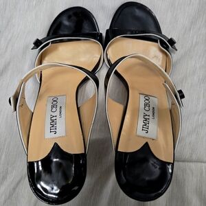 Jimmy Choos black leather heels